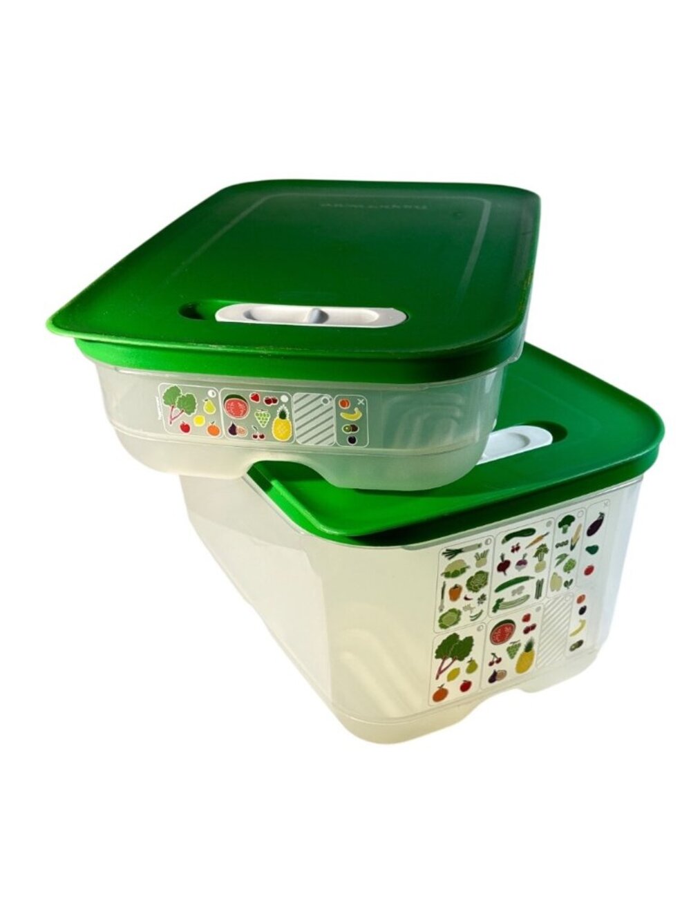 Tupperware Fridgemart Containers Green Lid 4.4 & 1.8 Lt Lot of 2 EUC